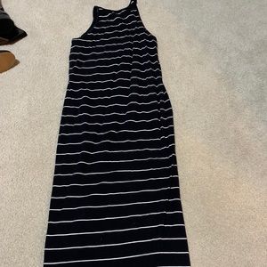 Athleta white and black stripped dress